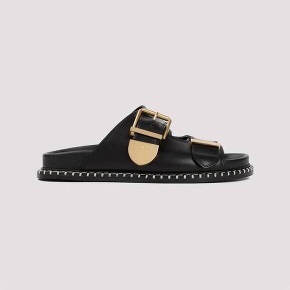 Chloe Rebecca Strap Logo Sandal in Black 36 - Picture 2 of 4